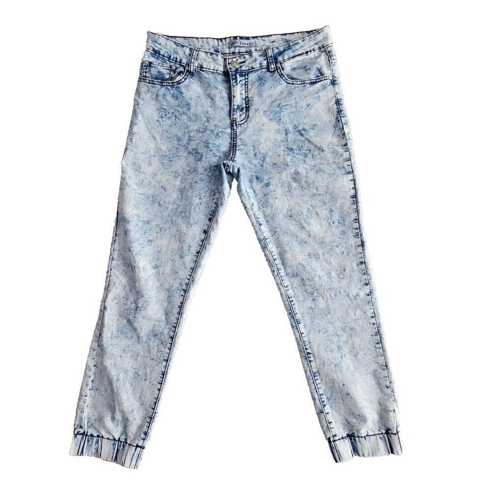 Exocet Jeans Women's Size 13 (34x26) Acid Washed Stretch Elastic Leg Opening